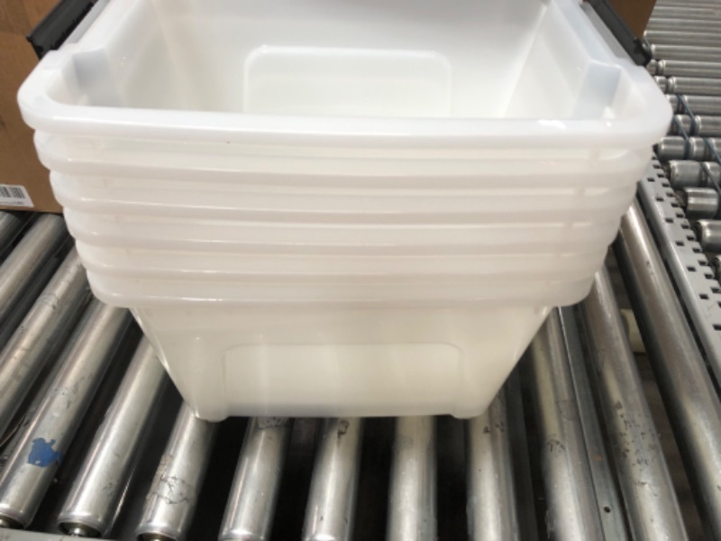 Photo 5 of ***SEE NOTES**

IRIS USA 19 Qt. Plastic Storage Bin Tote Organizing Container with Durable Lid and Secure Latching Buckles, 6 Pack, Stackable and Nestable, Pearl with Black Buckle c) 19 Qt. - 6 Pack