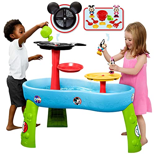 Photo 1 of (LIKE NEW) Disney Mickey Mouse Water Table by Delta Children| 3-Tier Water Play Table with 11-Piece Toy Set | Water Sensory Table + Summer Beach Toys for Outside
