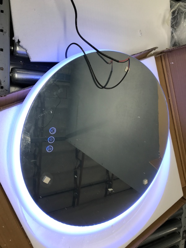 Photo 2 of *LIKE NEW** Vlsrka 24 Inch LED Bathroom Mirror with RGB Color Changing, Lighted Makeup Mirror for Wall, Circle Vanity Mirror With Light Dimming, Round RGB Mirror Backlit and Frontlit, Waterproof, Fog Free, Memory Rgb 24'' x 24''