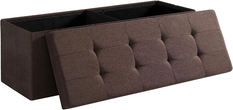 Photo 1 of *MINOR DAMAGE** SONGMICS 43 Inches Folding Storage Ottoman Bench, Storage Chest, Foot Rest Stool, Bedroom Bench with Storage, Brown ULSF77BR
