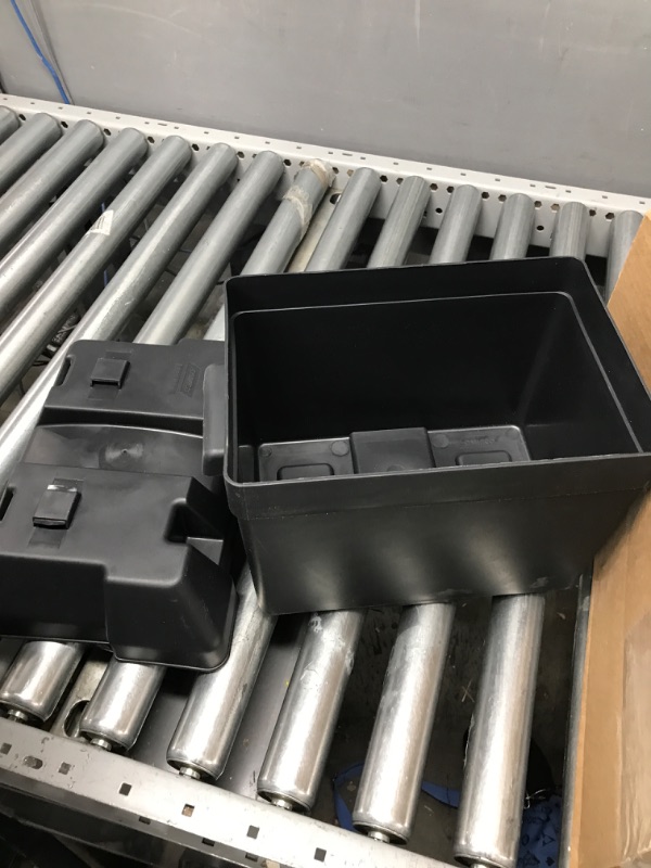 Photo 2 of Camco Heavy Duty Battery Box with Straps and Hardware - Group 24 |Safely Stores RV, Automotive, and Marine Batteries |Durable Anti-Corrosion Material | Measures 7-1/4" x 10-3/4" x 8" | (55363) Frustration Free Packaging Regular Battery Box