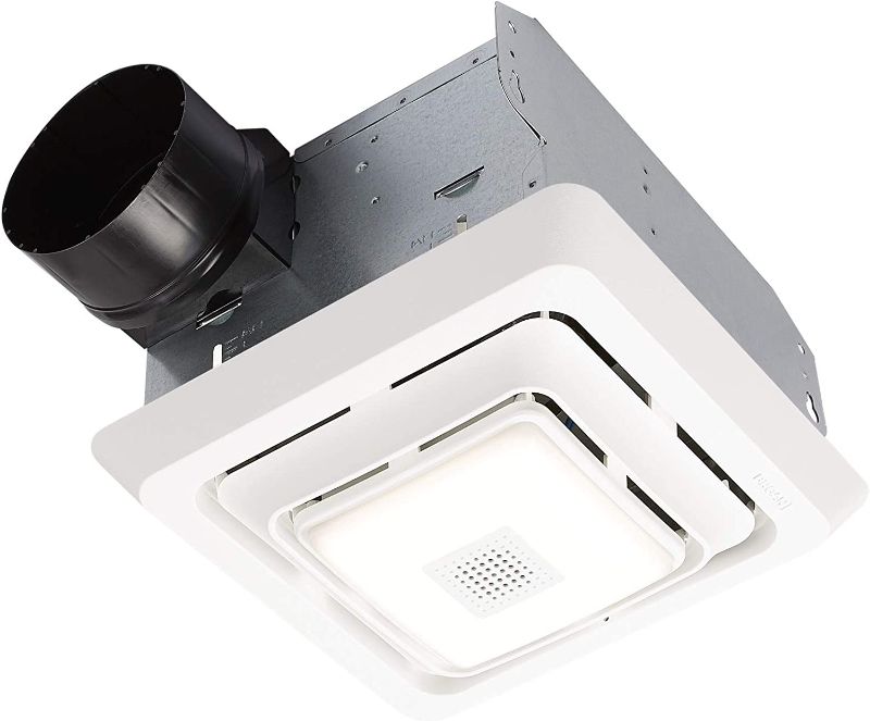 Photo 1 of MISSING PIECES// LIGHT AND LIGHTS ON// FAN POWERS ON//MISSING HARDWAREBroan-NuTone SPK80L ENERGY STAR Certified Bluetooth Speaker Bathroom Ventilation LED Light, 80 CFM, 2.5 Sones Bath Fan, White
