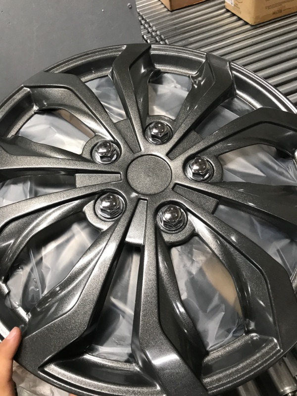 Photo 1 of Pilot Automotive WH555-16GM-B Fit Spyder Wheel Cover, 16-Inch, Spyder/Gunmetal Grey, 4 Hub Caps (Set of 1) Spyder/Gunmetal Grey 16-inch