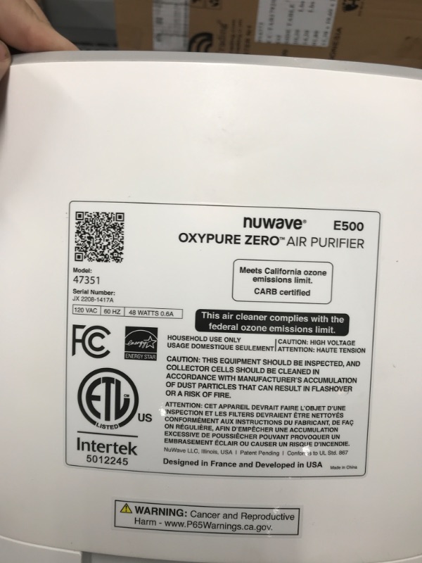 Photo 3 of Nuwave OxyPure ZERO E500 Smart Air Purifier, ZERO Waste & ZERO Filter Replacements Large Area up to 855 Sq Ft, Captures 100% of Particle Pollutants as Small as 0.1 Microns, Dual 3-Stage Air Filtration