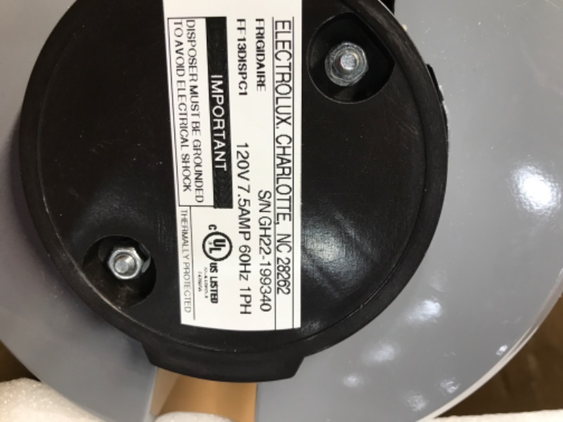 Photo 3 of ***TESTED/ POWERS ON***Frigidaire FF13DISPC1 1.25 HP Corded Garbage Disposer for Kitchen Sinks 1 1/4 Horsepower Corded Disposer