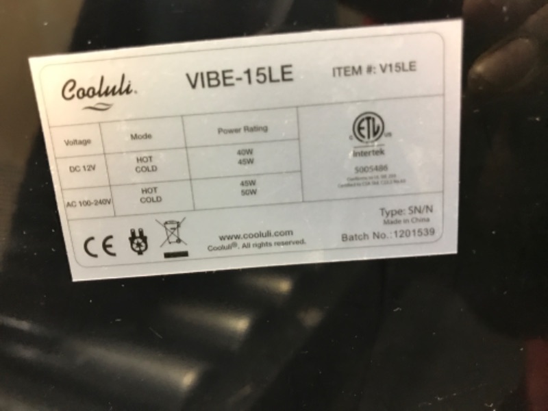 Photo 4 of ***TESTED/ POWERS ON***Cooluli Vibe Mini Fridge for Bedroom - With Cool Front Magnetic Blackboard - 15L Portable Small Refrigerator for Travel, Car & Office Desk - Plug In Cooler & Warmer for Food, Drinks & Skincare (Black)