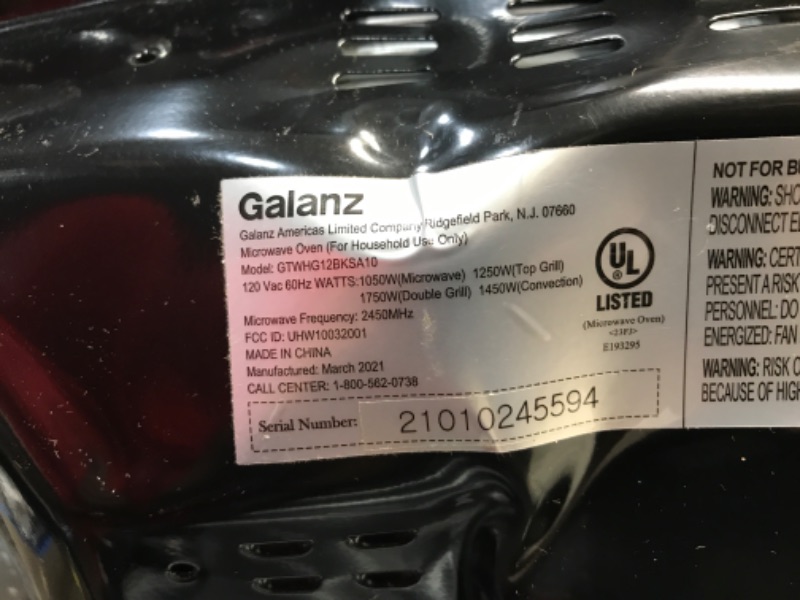 Photo 4 of ***TESTED/ POWERS ON***Galanz GTWHG12S1SA10 4-in-1 ToastWave with TotalFry 360, Convection, Microwave, Toaster Oven, Air Fryer, 1000W,1.2 Cu.Ft, LCD Display, Cook, Sensor Reheat, Stainless Steel