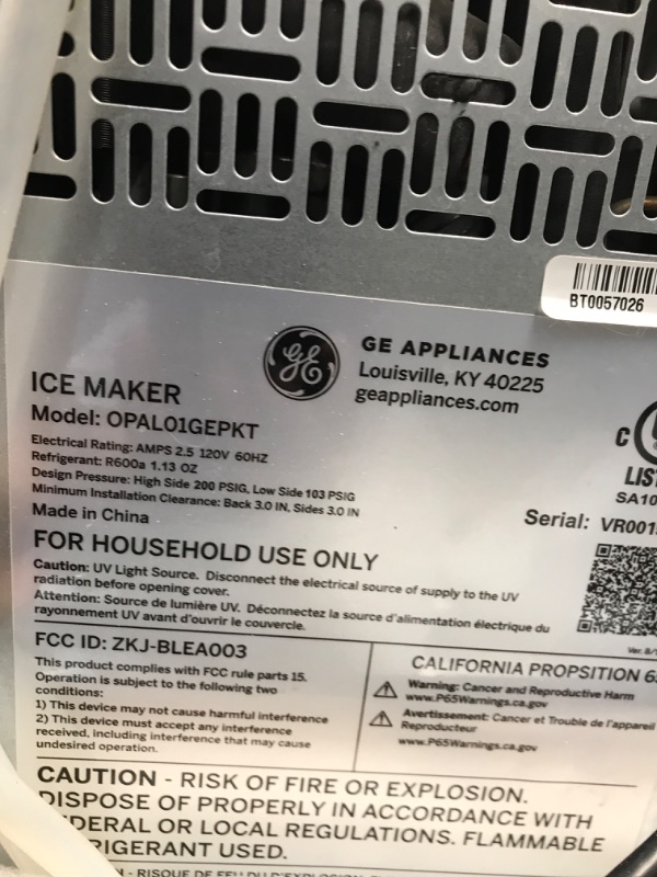 Photo 4 of **PARTS ONLY**
GE OPAL01GENSS Profile Opal Nugget Countertop Ice Maker