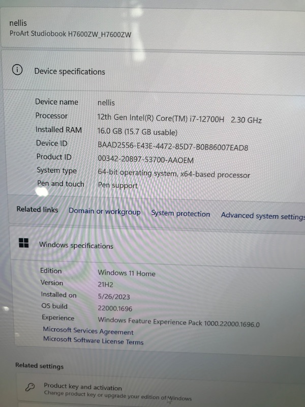 Photo 6 of LOCKED ACCOUNT NEEDS PROFESSIONAL REPAIR TO UNLOCK
ASUS ProArt StudioBook 16 OLED Laptop, 16" 3840x2400 OLED Display, Intel core i7-12700H, 16GB RAM, 1TB + 1TB M.2 NVMe PCIe 4.0 SSD, Nvidia Geforce RTX 3070Ti, Win 11 Home, H7600ZW-DB76