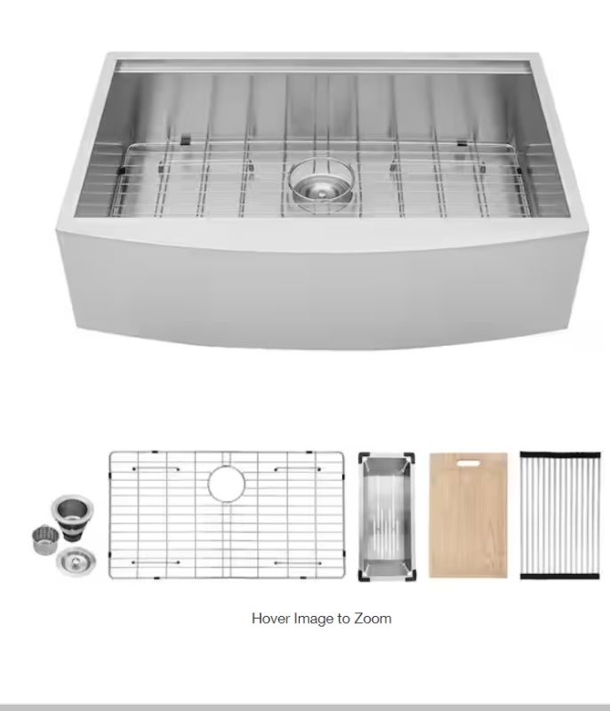 Photo 1 of 18 Gauge Stainless Steel 30 in. Single Bowl Farmhouse Apron Workstation Kitchen Sink with Bottom Grid
