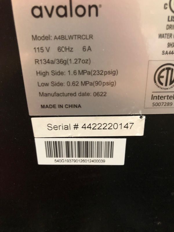 Photo 5 of ***PARTS ONLY NOT FUNCTIONAL***Avalon Bottom Loading Water Cooler Dispenser with BioGuard- 3 Temperature Settings- UL/Energy Star Approved- Bottled
