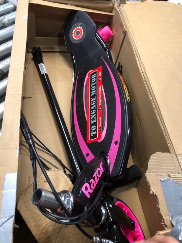 Photo 1 of Razor Power Core E90 Electric Scooter - Hub Motor, Up to 10 mph and 80 min Ride Time, for Kids 8 and Up Pink Standard Packaging