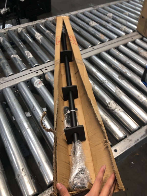 Photo 1 of Exclusive Home Marquise 1" Curtain Rod and Coordinating Finial Set, Matte Black, Adjustable 36"-72" 36-72 Matte Black