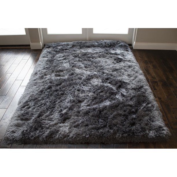 Photo 1 of 6x9 Feet Gray Grey Color Solid Plush Pile Shag Shaggy Fluffy Fuzzy Furry 
