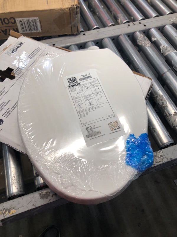 Photo 1 of KOHLER 20110-0 Brevia Elongated Toilet Seat with Grip-Tight Bumpers, Quiet Close, Attach Hardware, Quick-Release Hinges, White Elongated White Quiet-Close