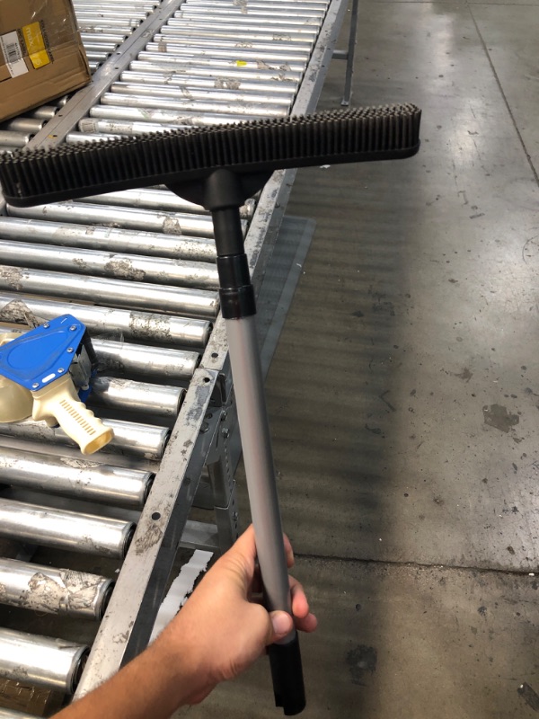 Photo 1 of FURemover Pet Hair Remover Carpet Rake - Rubber Broom for Pet Hair Removal Tool with Squeegee & Telescoping Handle Extends from 3-5' Black & Yellow FURemover Broom