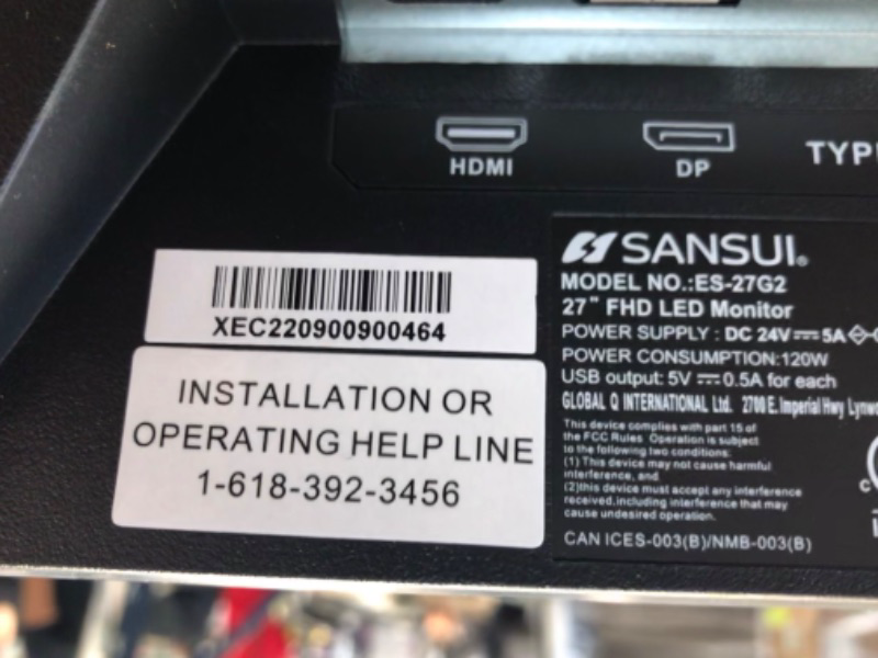 Photo 1 of SANSUI Gaming Monitor 240Hz 27" 1080p USB Type-C MPRT 1ms Adaptive Sync Ultra Slim LED Computer Monitor Built-in Speakers DP HDMI USB Eye Care VESA Compatible (Type-C and DP Cable Included)
