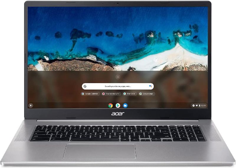 Photo 1 of Acer 2022 Chromebook, 17" IPS Full HD(1920x1080) Screen, Intel Celeron Processor Up to 2.80 GHz, 4GB DDR4 Ram, 64GB SSD, Super-Fast 6th Gen WiFi, Chrome OS, Natural Silver(Renewed)