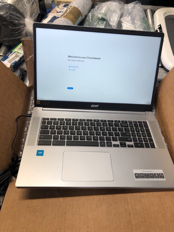 Photo 2 of Acer 2022 Chromebook, 17" IPS Full HD(1920x1080) Screen, Intel Celeron Processor Up to 2.80 GHz, 4GB DDR4 Ram, 64GB SSD, Super-Fast 6th Gen WiFi, Chrome OS, Natural Silver(Renewed)