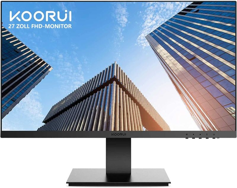 Photo 1 of KOORUI 27 Inch Business Computer Monitor, FHD 1080p 75hz Desktop Monitor, Ultra Thin Eye Care Bezel HDMI VGA Ports LED Monitor for PC, Black
