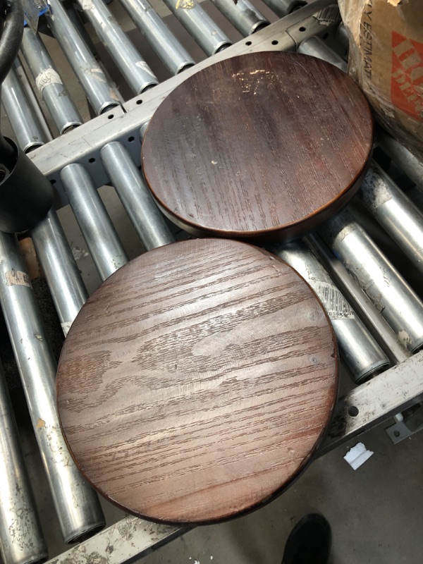 Photo 6 of **USED**
Set of 2 Rustic Industrial Bar Stool-24-30 Adjustable Metal Swivel Wooden Top Barstools-Counter Height Extra Tall Bar Height-Vintage Farmhouse Kitchen Breakfast Cafe Stool-with Backrest