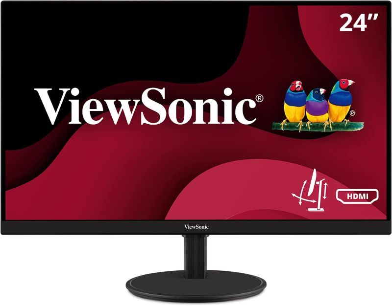 Photo 1 of ViewSonic VA2447-MHJ 24 Inch Full HD 1080p Monitor with Advanced Ergonomics, Ultra-Thin Bezel, AMD FreeSync, 75Hz, Eye Care, and HDMI, VGA Inputs for Home and Office
