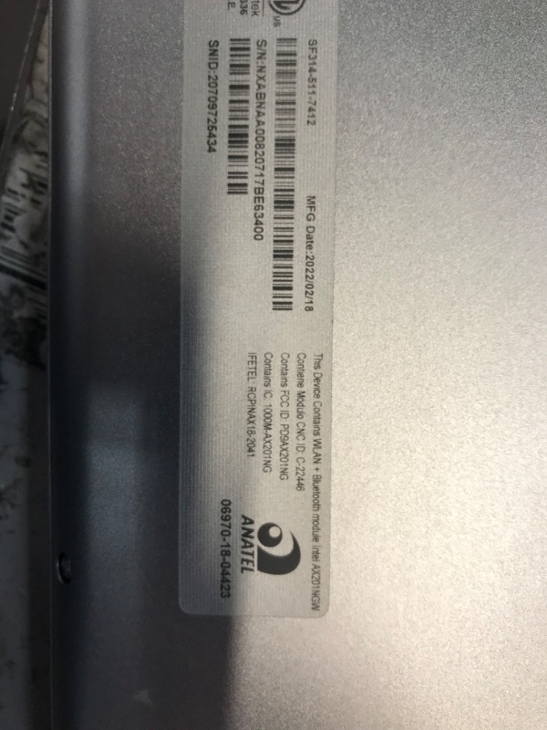 Photo 1 of Acer Swift 3 Intel Evo Thin & Light Laptop, 14" Full HD, Intel Core i7-1165G7, Iris Xe Graphics, 8GB LPDDR4X, 256GB NVMe SSD, Wi-Fi 6, Fingerprint Reader, Back-lit KB