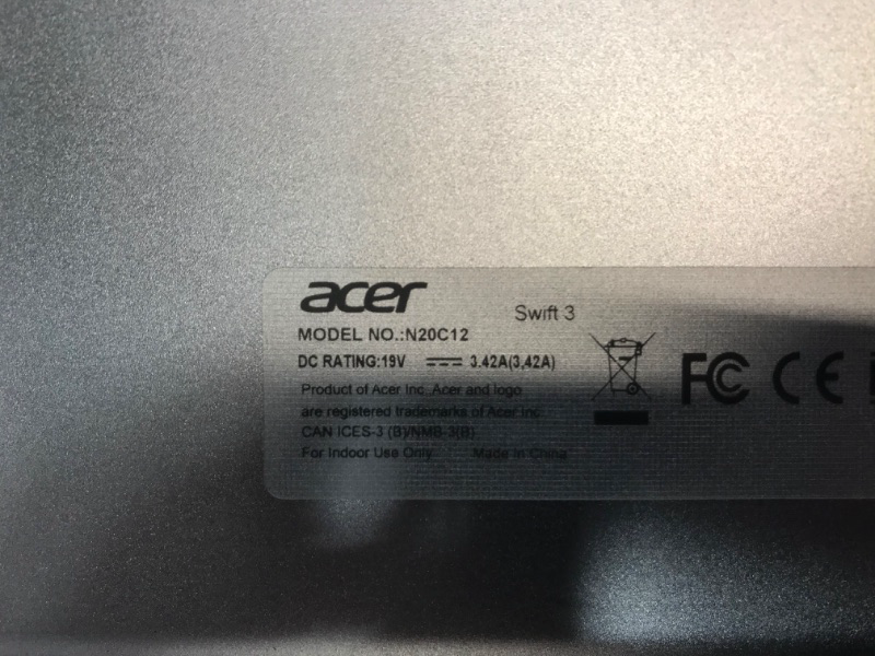 Photo 1 of Acer Swift 3 Intel Evo Thin & Light Laptop, 14" Full HD, Intel Core i7-1165G7, Iris Xe Graphics, 8GB LPDDR4X, 256GB NVMe SSD, Wi-Fi 6, Fingerprint Reader, Back-lit KB