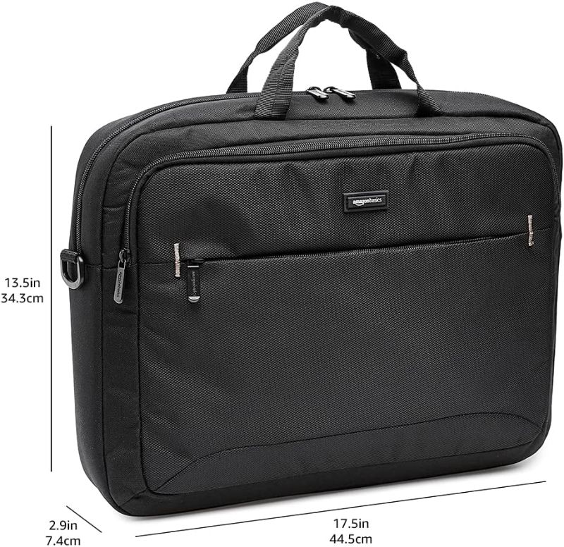 Photo 2 of Amazon Basics 17.3-Inch Laptop Case Bag, Fits Dell, HP, ASUS, Lenovo, MacBook Pro and more, Black