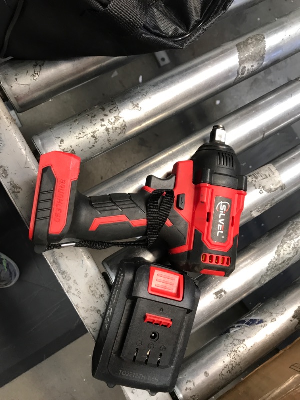 Photo 2 of SILVEL 21V Cordless Impact Wrench 1/2 inch?370 Ft-lbs Max Torque(500N.m), Brushless Power Impact Gun, 4.0Ah Li-ion Battery with Fast Charger, 6Pcs Sockets, Electric Impact Driver for Car Home