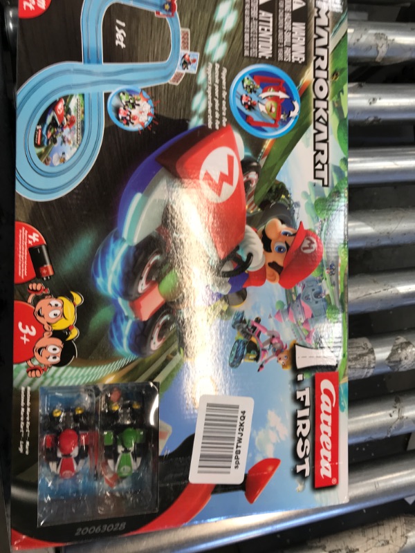 Photo 2 of Carrera First Nintendo Mario Kart Slot Car Race Track - Includes 2 Cars: Mario and Luigi and Two-Controllers - Battery-Powered Beginner Set for Kids Ages 3 Years and Up, 20063028 Mario Kart / Flippers