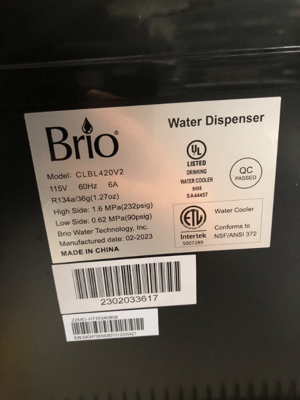 Photo 5 of (PARTS ONLY)Brio CLBL420V2 Bottom Loading Water Cooler Dispenser for 3 & 5 Gallon Bottles - 3 Temperatures with Hot, Room & Cold Spouts, Child Safety Lock, LED Display with Empty Bottle Alert, Stainless Steel
