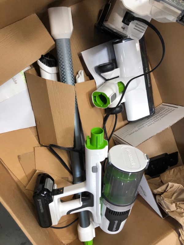 Photo 3 of Greenworks 24V Brushless Cordless Stick Vacuum, Lightweight, Handheld, Pet, Anti-Allergen HEPA Filtration, Hard Floor, Carpet, Car, 4Ah Battery, and 30-Minute Charge Time (White)
