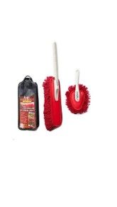 Photo 1 of The Original California Car Duster Detailing Kit with Plastic Handle, Model Number: 62445, Red & Chemical Guys MIC_506_03 Professional Grade Premium Microfiber Towels, Gold (16 x 16 Inch) (Pack of 3) Duster Kit + Towels