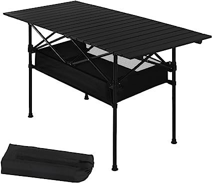 Photo 1 of  Folding Camping Table, Portable Aluminum Roll-up Camp Table with Storage Bag for Outside, Picnic, Hiking, Tailgating