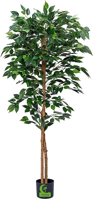 Photo 1 of HAIHONG 5FT Artificial Ficus Trees with Realistic Leaves and Natural Trunk, Faux Ficus Tree with Sturdy Plastic Nursery Pot, Fake Ficus Tree for Office Home Farmhouse for Indoor Outdoor Decor 2 pack 