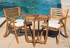 Photo 1 of Christopher Knight Home Coronado Acacia Wood Bistro Set, 3-Pcs Set, Teak Finish
