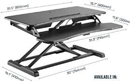 Photo 1 of TechOrbits Standing Desk Converter - 32 Inch Adjustable Sit to Stand Up Desk Workstation, MDF Wood, Ergonomic Desk Riser with Keyboard Tray, Desktop Riser for Home Office Computer Laptop, Black 32"
