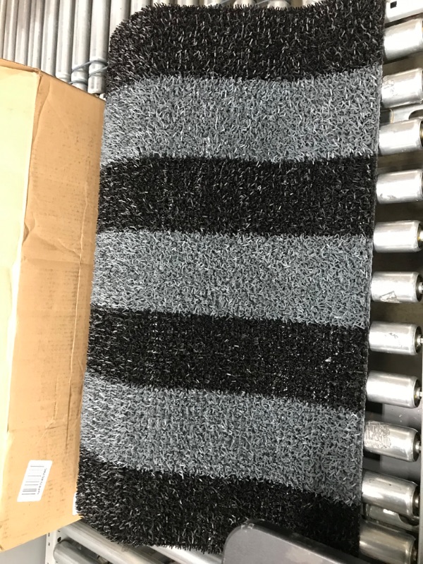 Photo 2 of *** NEW *** CLEAN MACHINE 10376917 Astroturf Dirt Trapper Doormat, 35.5" x 59.5", Patio Stripe Charcoal Charcoal Gray 35.5" x 59.5"