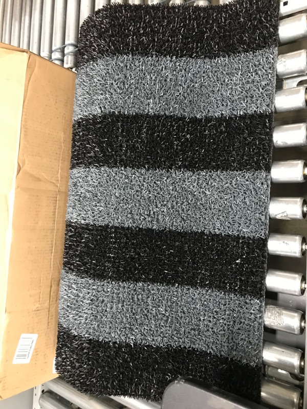 Photo 1 of *** NEW *** CLEAN MACHINE 10376917 Astroturf Dirt Trapper Doormat, 35.5" x 59.5", Patio Stripe Charcoal Charcoal Gray 35.5" x 59.5"