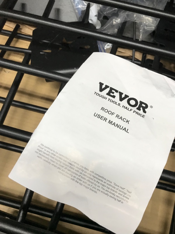 Photo 3 of *** USED LOOSE OR MISSING HARDWARE *** *** PARTS ONLY *** VEVOR Roof Rack Cargo Basket, 64" x 39" x 6" Rooftop Cargo Carrier with Extension, Heavy-Duty 200 LBS Capacity Universal Roof Rack Basket, Luggage Holder for SUV, Truck, Vehicle 64in