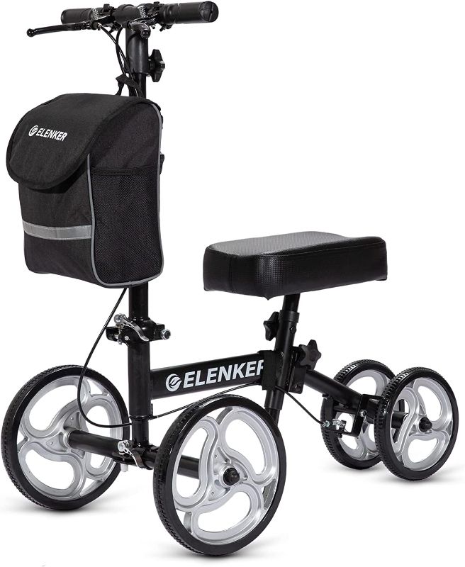 Photo 1 of *** USED *** ELENKER Steerable Knee Walker with 10" Front Wheels Deluxe Medical Scooter for Foot Injuries Compact Crutches Alternative SILVER                                                     
