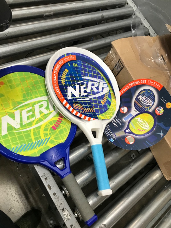 Photo 2 of *** RACKETS ONLY MISSING BALL *** NERF Foam Tennis Set for Kids - 2 Player Kids Tennis Set - Jumbo Rackets and Foam Tennis Ball - Indoor Tennis Set - (2) Rackets and Foam Ball Included (2) 22" Rackets & (1) Nerf Ball