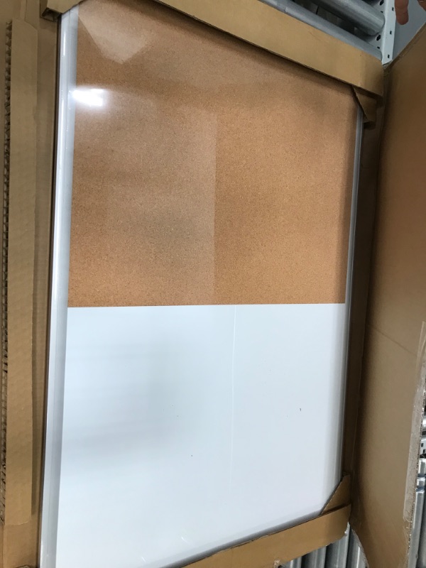 Photo 3 of *** NEW *** Amazon Basics Combo Magnetic Whiteboard Dry Erase Board/Cork Board 36" x 24" White,yellow 24" x 36" 1 pack