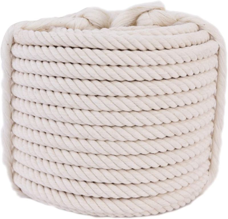 Photo 1 of 100% Cotton Craft Rope (1/2 inch x 50 feet) All Purpose Soft Natural Strong Cotton Rope Cord for Crafts, Sporting, Wedding Decorating,Hanging Flower Baskets (Beige)
