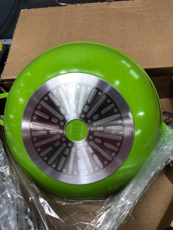 Photo 3 of 14" Green Earth Wok by Ozeri, with Smooth Ceramic Non-Stick Coating (100% PTFE and PFOA Free) Green 14"