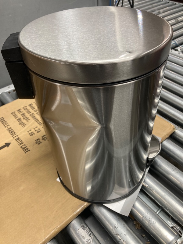 Photo 4 of * DENTED* iTouchless IP03RSS-1 Step Trash Can with AbsorbX Odor Filter and Removable Inner Bucket, Stainless Steel, SoftStep Round 3.2 Gal