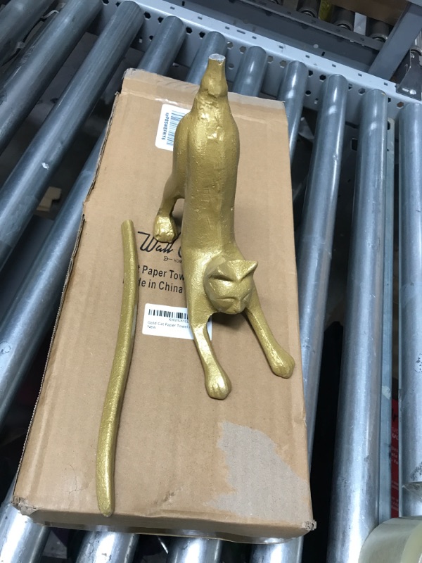 Photo 2 of **DAMAGED**
WallCharmers Gold Paper Towel Holder, Metal Toilet or Kitchen Paper Holder for Floor or Countertop, Gold Cat