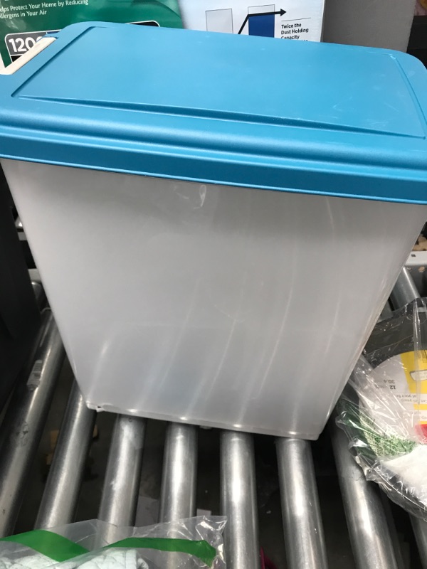 Photo 2 of **NOT COLOR IN STOCK PHOTO**
25 Lbs / 33 Qt WeatherPro Airtight Pet Food Storage Container with Attachable Casters, For Dog Cat Bird and Other Pet Food Storage Bin, Keep Pests Out, Easy Mobility, BPA Free
**MISSING PARTS**
