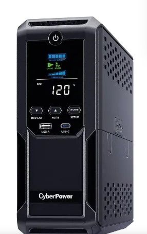 Photo 1 of CyberPower CP1500AVRLCD3 Intelligent LCD UPS System, 1500VA/900W, 12 Outlets, 2 USB Ports, AVR, Mini Tower, Black 1500VA NEW UPS System